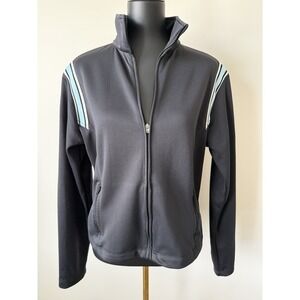 Vintage Nike Women's XL (16-18) Black Sportswear Track Jacket Cropped Front Zip